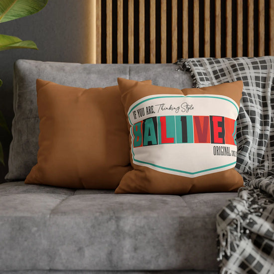Balivene Vintage Badge Square Pillowcase – Retro Coastal Throw Pillow Cover