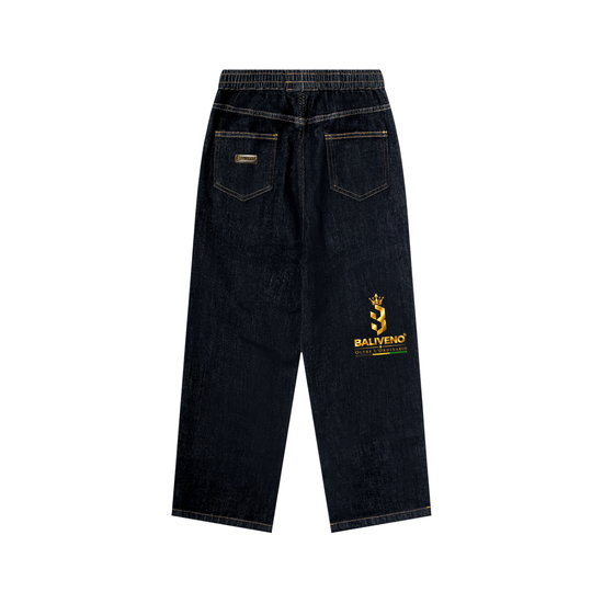 Baliveno Straight Leg Elastic Waist Jeans