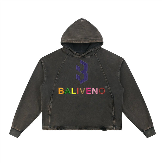Vintage Washed Frayed-Hem Hoodie