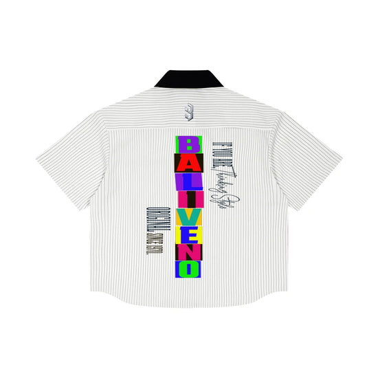 Baliveno Color Block Unisex Striped Boxy Contrast Collar Shirt