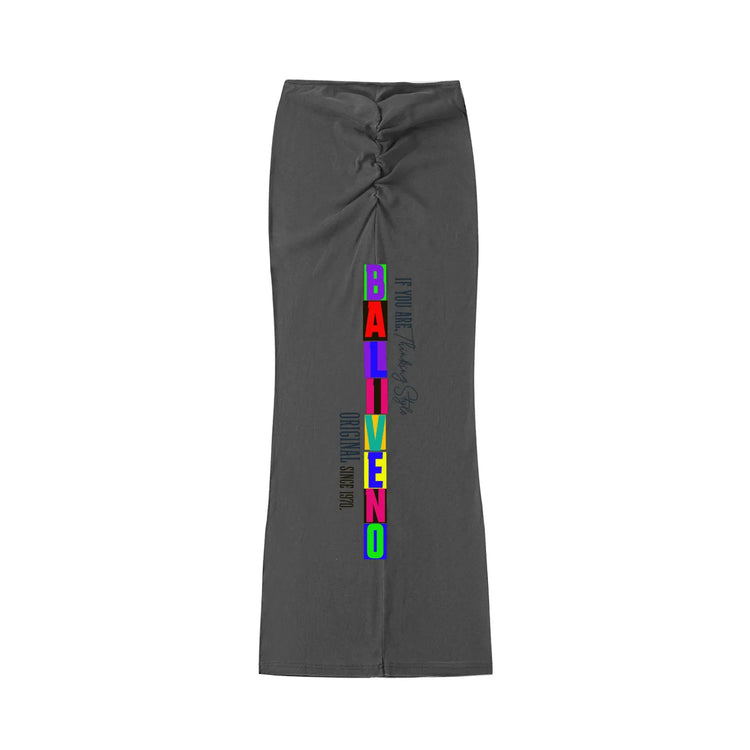 Dyed Washed Drawstring Maxi Skirt featuring bold &