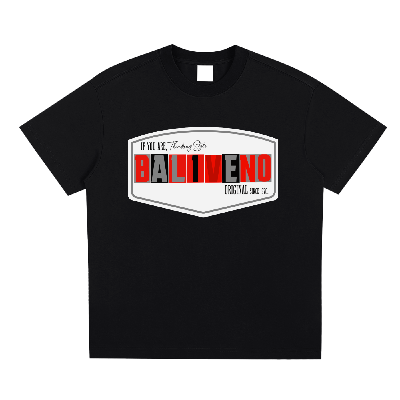 The ODMPOD Sorona Quick-Dry Cooling T-shirt is a black unisex loose-fit cotton blend tee featuring a white badge graphic with IF YOU ARE, Turkey Style BALIMENO ORIGINAL SINCE 1971 in black, red, and gray text on the chest.