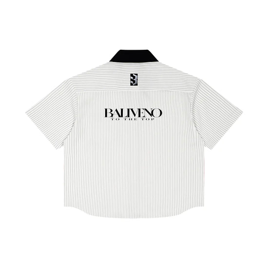 Baliveno Unisex Striped Boxy Contrast Collar Shirt