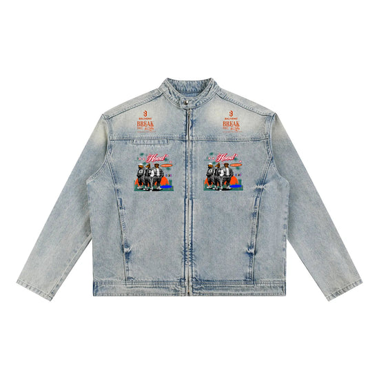 BALIVENO Vintage Wash Zip Denim Jacket