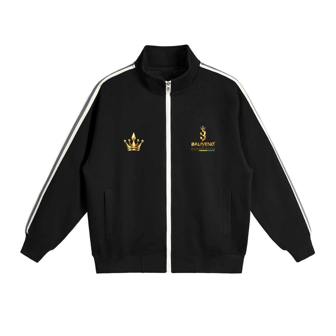 BALIVENO Contrast Side-Stripe Stand Collar Jacket, part of a tracksuit outfit