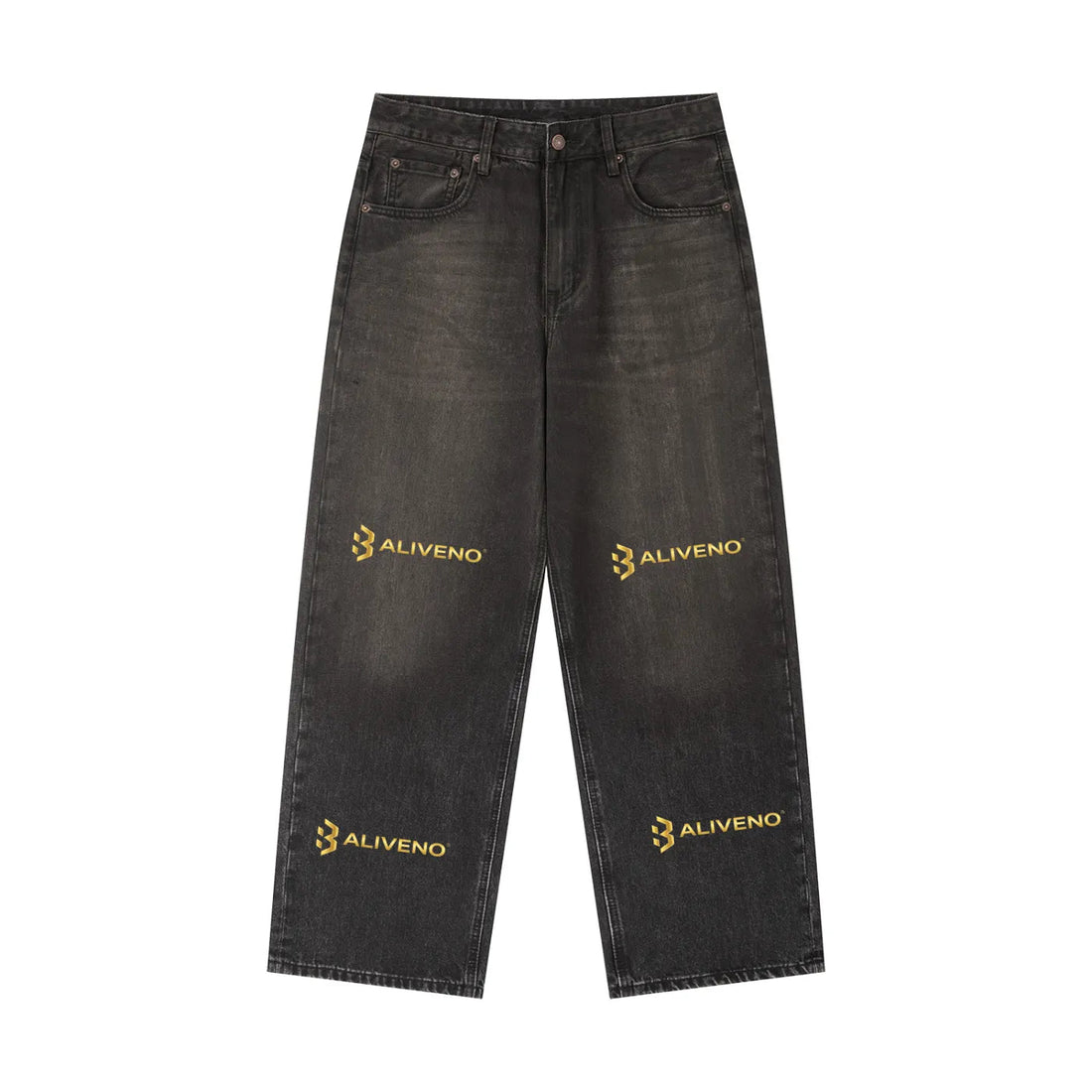 BALIVENO Vintage Wash Heavyweight Denim Jeans in a loose baggy fit