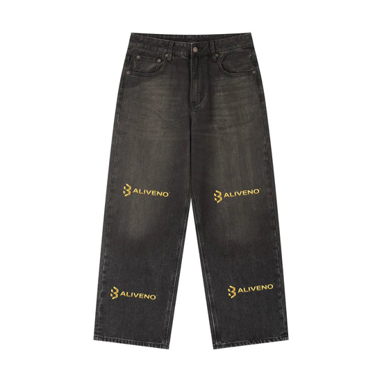 BALIVENO Vintage Wash Heavyweight Denim Jeans in a loose baggy fit