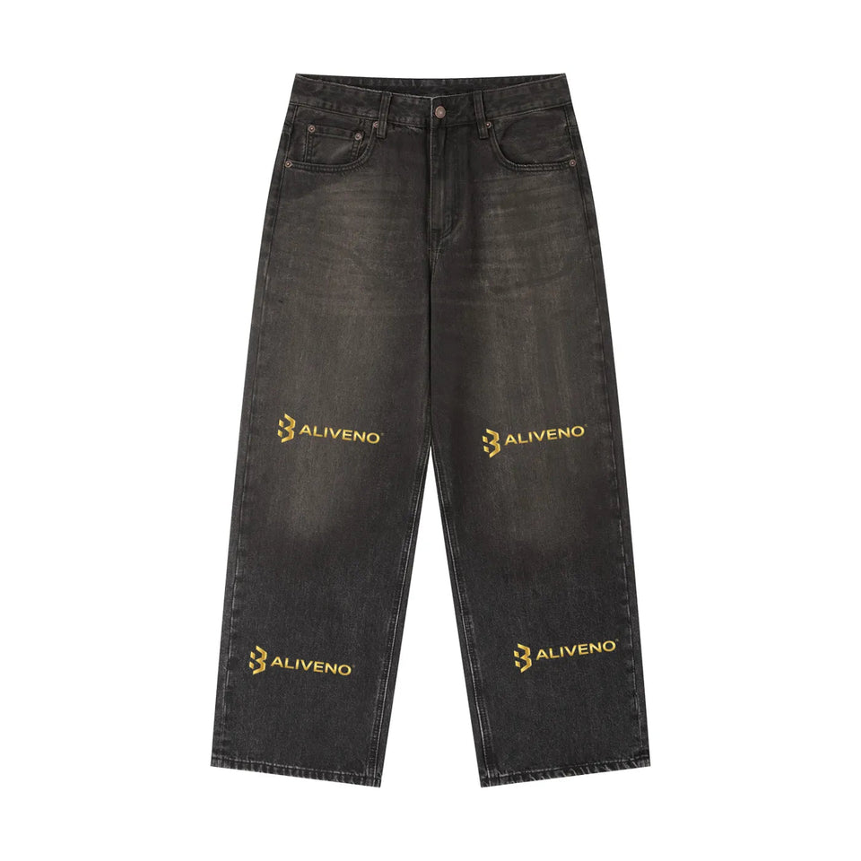BALIVENO Vintage Wash Heavyweight Denim Jeans in a loose baggy fit