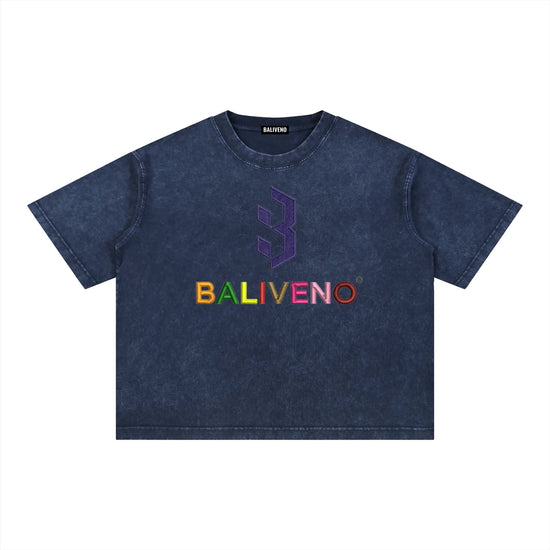 BALIVENO Mineral Wash Boxy Cotton T-Shirt with drop shoulders and a wide, straight boxy fit