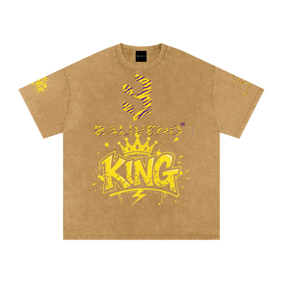 BALIVENO Snow Washed Oversized Cotton T-Shirt with drop shoulders, a relaxed unisex oversized tee