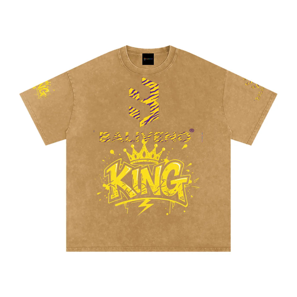 BALIVENO Snow Washed Oversized Cotton T-Shirt with drop shoulders, a relaxed unisex oversized tee