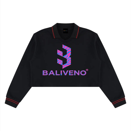 BALIVENO Women's Crop Collared Sweatshirt in 100% cotton for a quiet luxury outfit