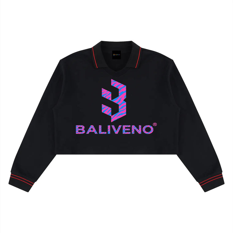 BALIVENO Women's Crop Collared Sweatshirt in 100% cotton for a quiet luxury outfit