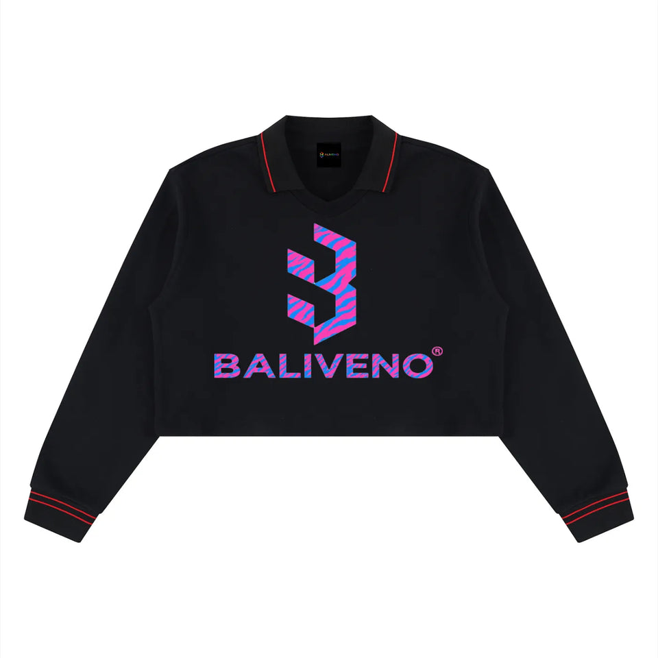 BALIVENO Women's Crop Collared Sweatshirt in 100% cotton for a quiet luxury outfit