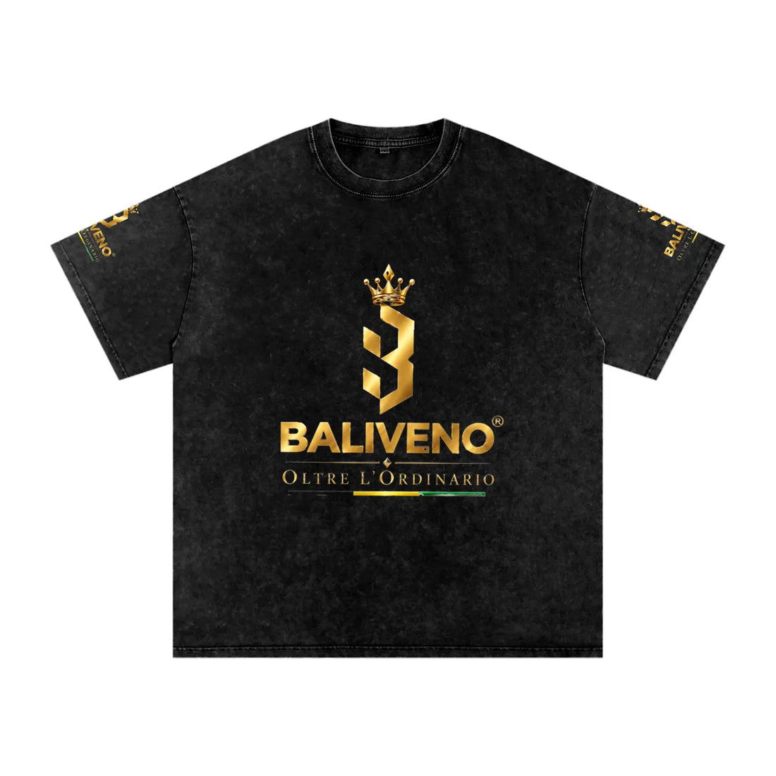BALIVENO Black Unisex Acid Wash Oversize T-Shirt, 250 gsm cotton with snow wash finish