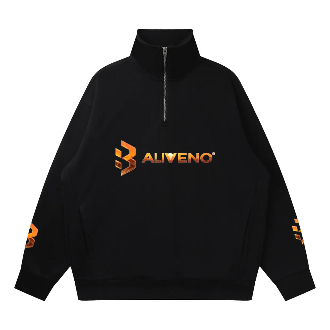 BALIVENO Quarter-Zip Drop Shoulder Sweatshirt with high stand collar and metal zip