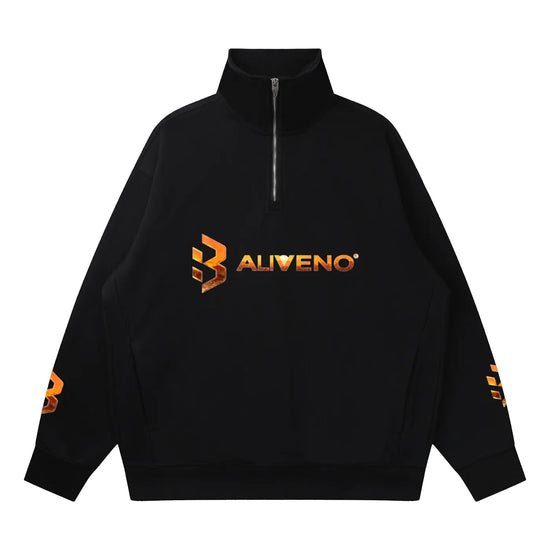 BALIVENO Quarter-Zip Drop Shoulder Sweatshirt with high stand collar and metal zip