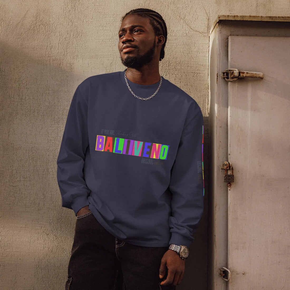 BALIVENO Premium Heavyweight Long Sleeve Shirt in Midnight Blue for a quiet luxury outfit