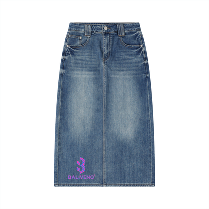 Baliveno Pink Women’s Vintage Wash Denim Skirt