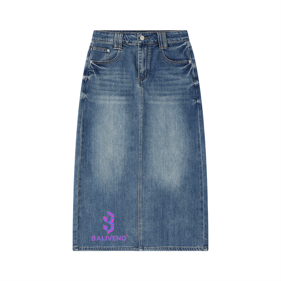 Baliveno Pink Women’s Vintage Wash Denim Skirt
