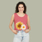 Sunflower "Be Happy" Tank Top — Floral Summer Casual Tank Top