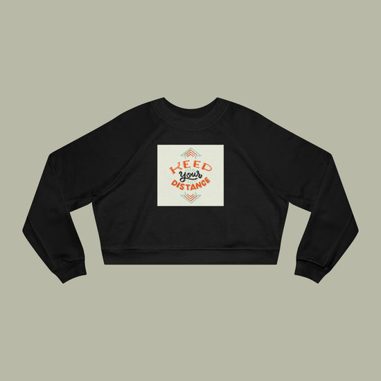 Cropped Pullover — "Keep Your Distance" Retro Graphic