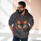 Butterfly Graphic Zip Hoodie — Colorful Monarch Chest & Bold Back Typography