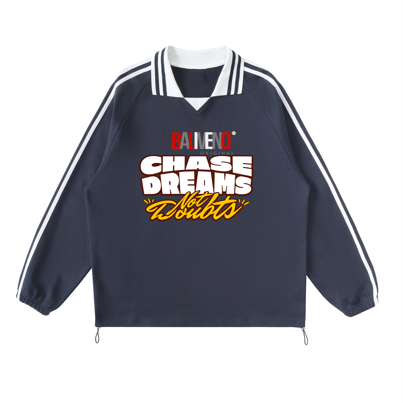 Contrast Striped Lapel Collar Sweatshirt