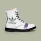 Adidas X Baliveno Fur-Lined Leather Combat Boots — White Winter Boots