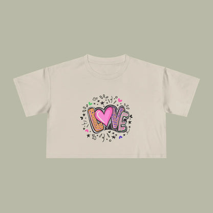 LOVE Heart Graffiti Crop Tee — Cute Love Graphic Top