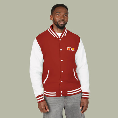 Paint Drip Letterman Jacket — BALIVENO Graphic Varsity Jacket