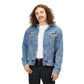 Denim Jacket — Neon Lighthouse Backprint Vintage Sunset Graphic