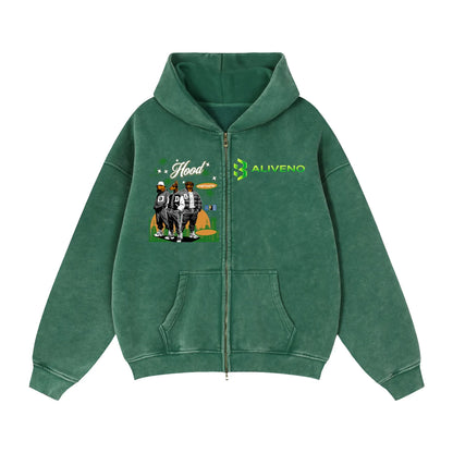 Baliveno Zip-Through Boxy Fleece Hoodie
