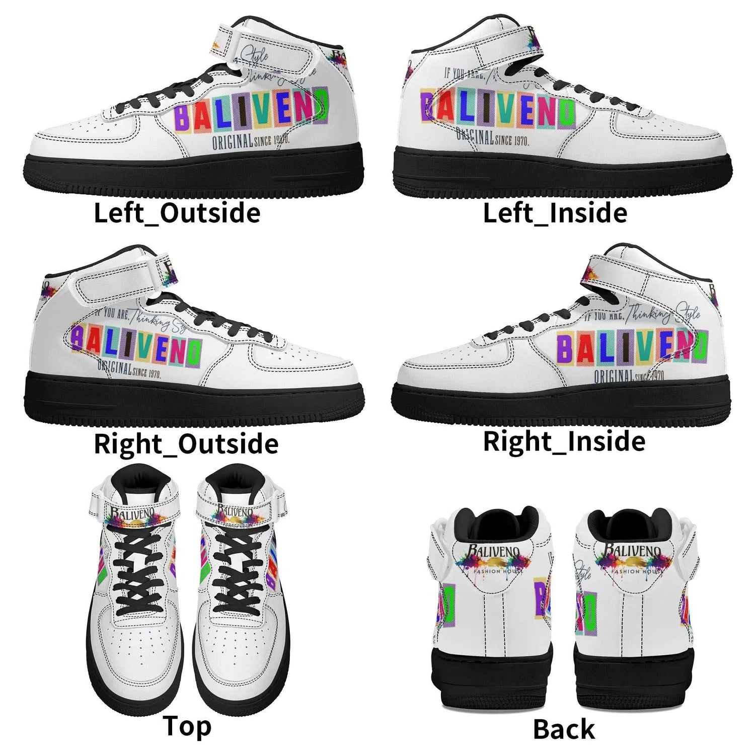 Baliveno UnisexBaliveno Unisex High Top Leather Sneakers* Custom all-over printed shoes with lace-up and velcro closure construction for a snug fit.* Made of high-quality eco-friendly PU upper to keep your shoes clean, wa[Bal]
