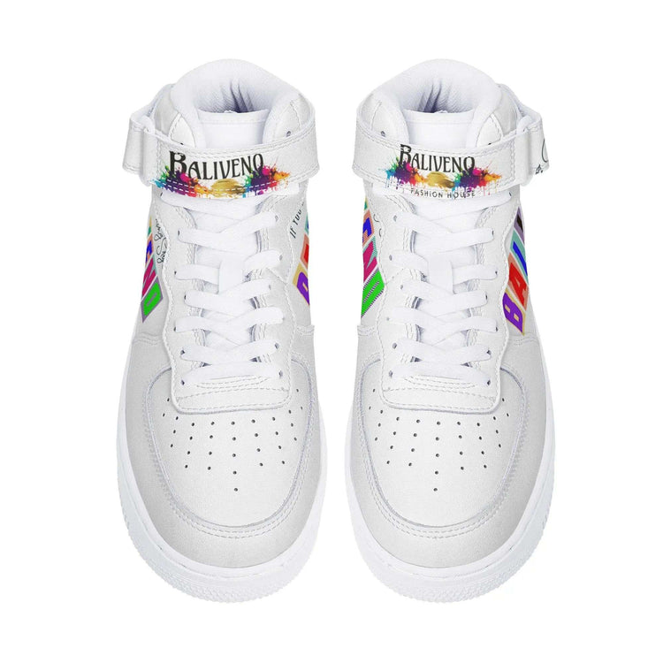 Baliveno UnisexBaliveno Unisex High Top Leather Sneakers* Custom all-over printed shoes with lace-up and velcro closure construction for a snug fit.* Made of high-quality eco-friendly PU upper to keep your shoes clean, wa[Bal]