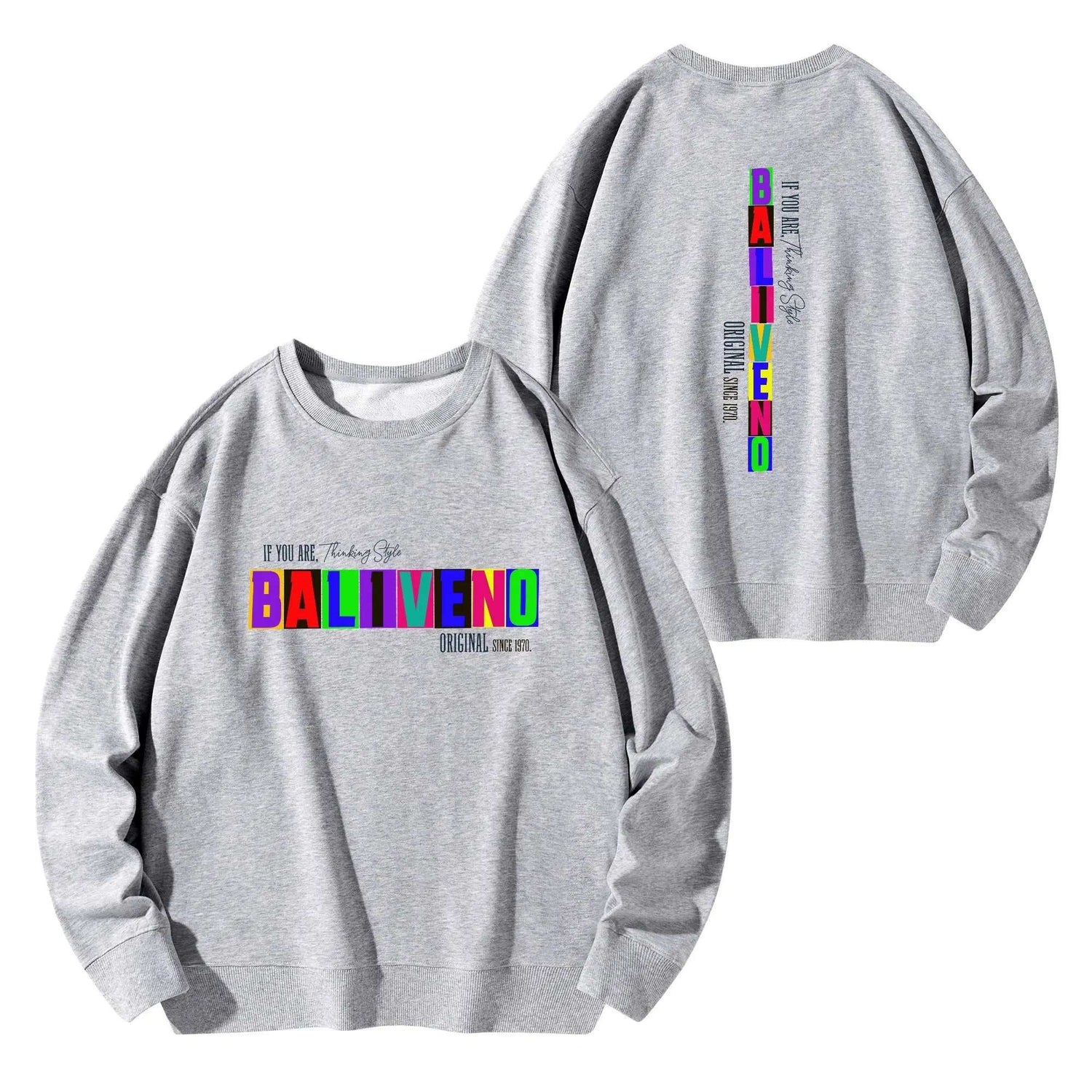 Baliveno Front & Back Printing Unisex Cotton Sweatshirt for all luxury* Made from soft and comfortable cotton fabric, perfect for both men and women.* Features four vibrant and unique customized printing designs on the front and back.*BALIVENO FASHION HOUSE LTDBaliveno Front & Back Printing Unisex Cotton Sweatshirt for all luxury  fashion enthusiast.Baliveno