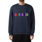 Unisex cotton sweatshirt with front and back print in navy with colorful Baliveno design.