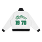 Back view of Baliveno jacket with green lettering &