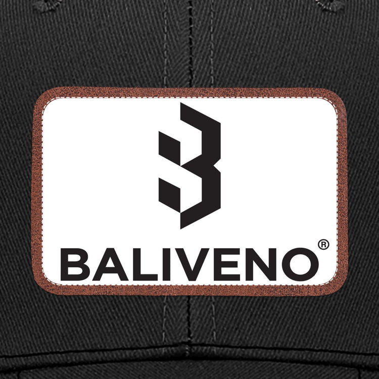 Funny trucker cap with leather patch featuring Baliveno logo, perfect for sarcastic humor! 😂🧢