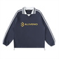 Contrast Striped Lapel Collar Sweatshirt
