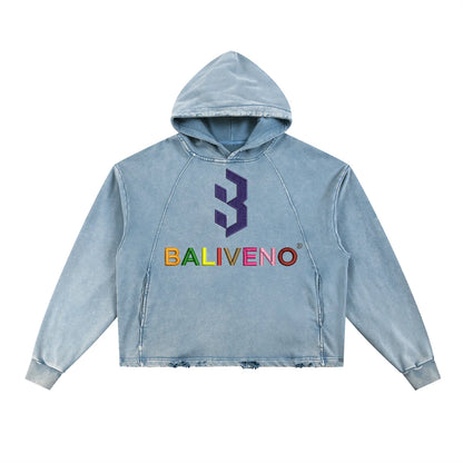 Vintage Washed Frayed-Hem Hoodie