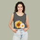 Sunflower "Be Happy" Tank Top — Floral Summer Casual Tank Top