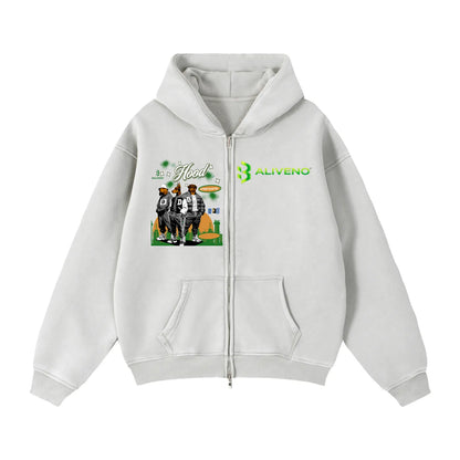 Baliveno Zip-Through Boxy Fleece Hoodie