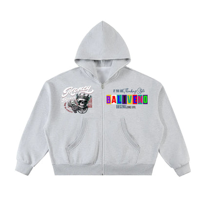 Baliveno Fleeced Full-Zip Boxy Hoodie