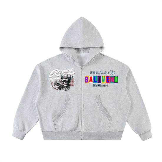 Baliveno Fleeced Full-Zip Boxy Hoodie