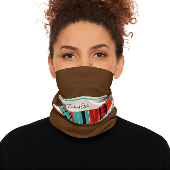Balveno Retro Patch Neck Gaiter — Lightweight Brown Face Scarf