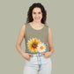Sunflower "Be Happy" Tank Top — Floral Summer Casual Tank Top