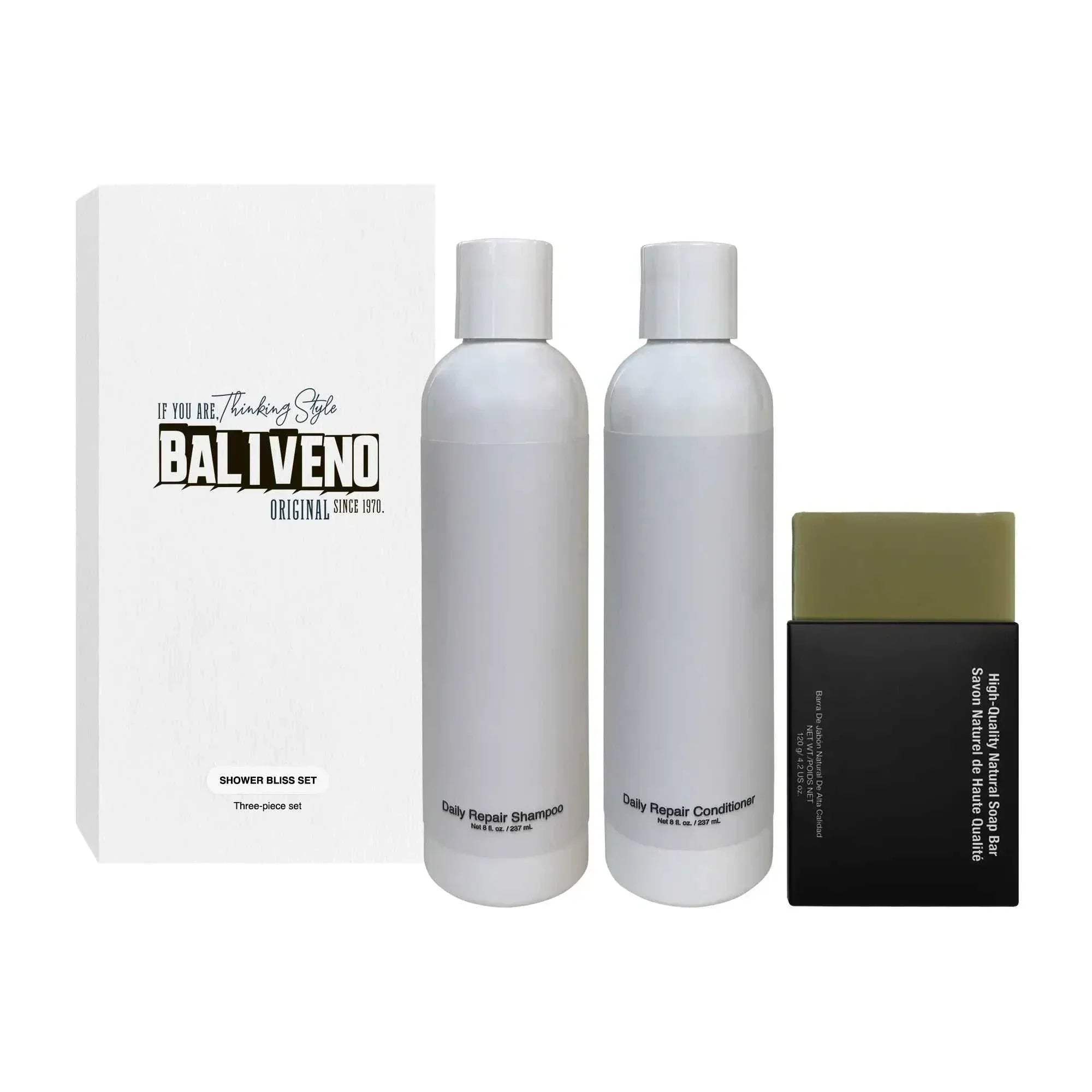 Shower Bliss SetBaliveno Shower Bliss SetDescription Transform your daily routine into a luxurious, spa-like experience with our Shower Bliss Set. This carefully curated collection includes three full-sized[Bal]