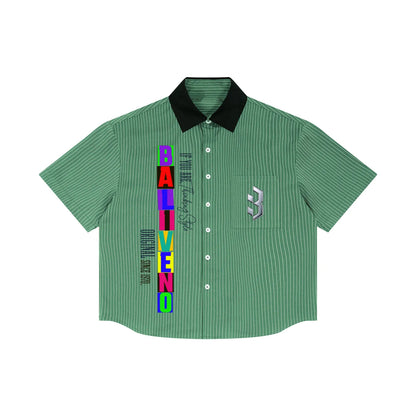 Baliveno Color Block Unisex Striped Boxy Contrast Collar Shirt
