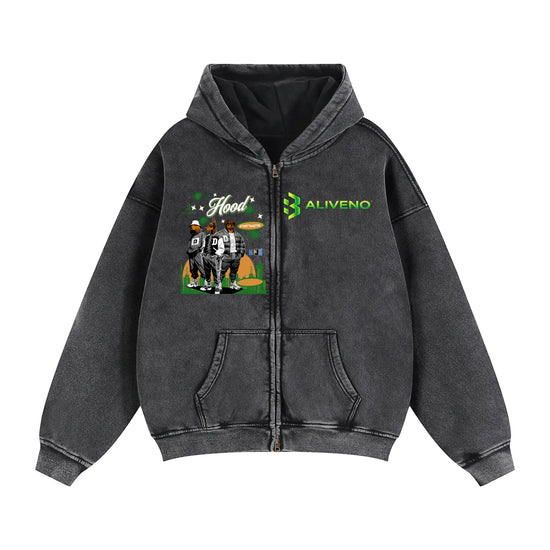 Baliveno Zip-Through Boxy Fleece Hoodie